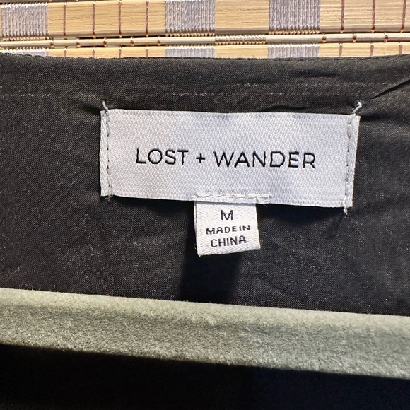 Lost + Wander Black Floral V-Neck Midi Dress with Beige Print - Picture 2 of 8